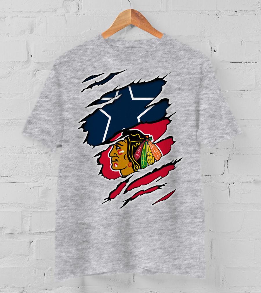 Cowboys Blackhawks Star Ripped T-Shirt