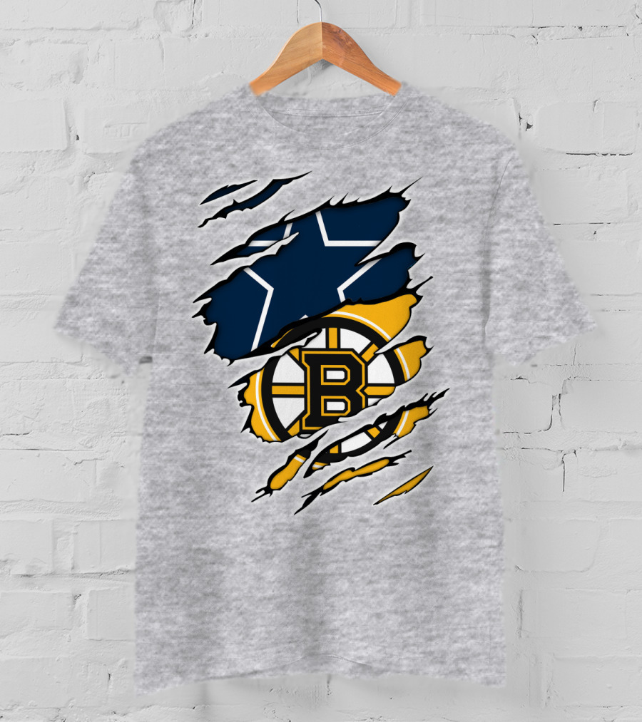 Dallas Cowboys Boston Bruins Fan Crossover T-Shirt