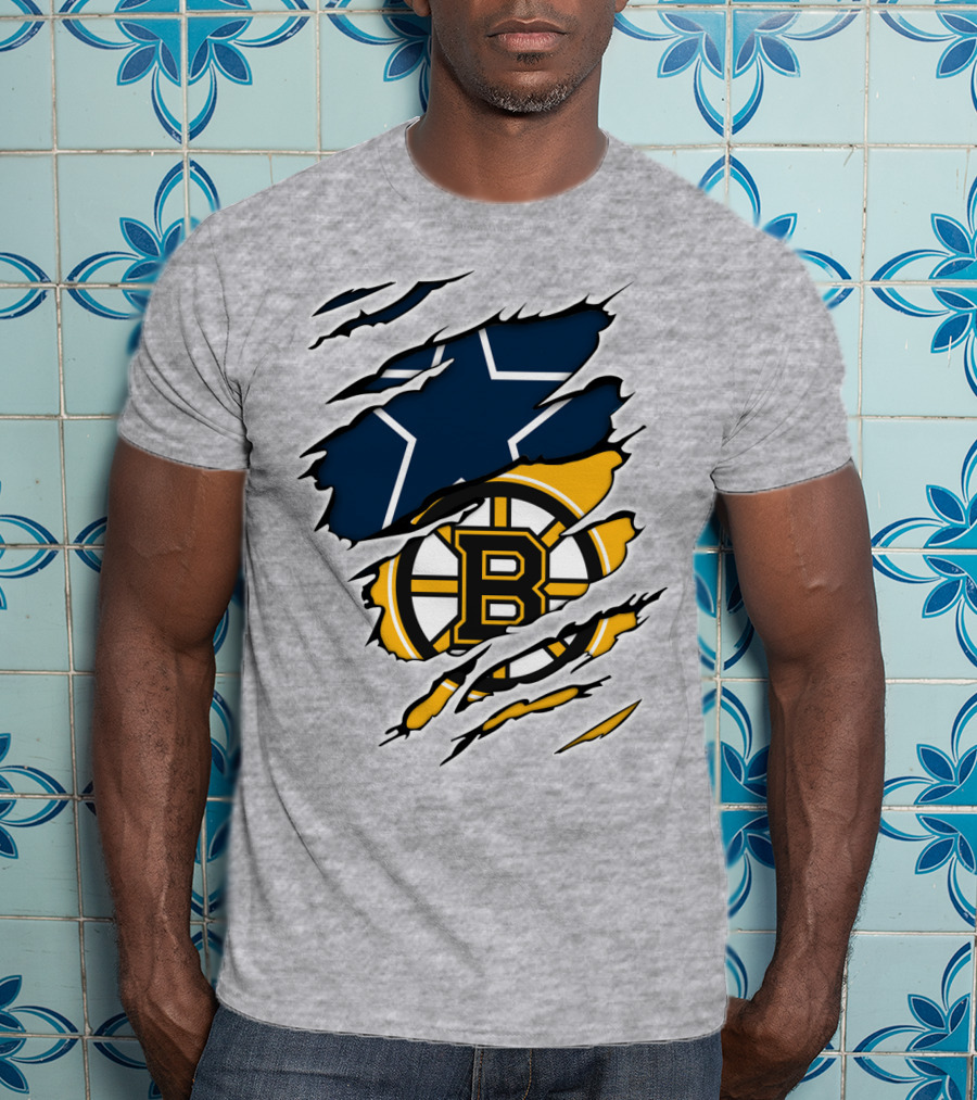 Dallas Cowboys Boston Bruins Fan Crossover T-Shirt