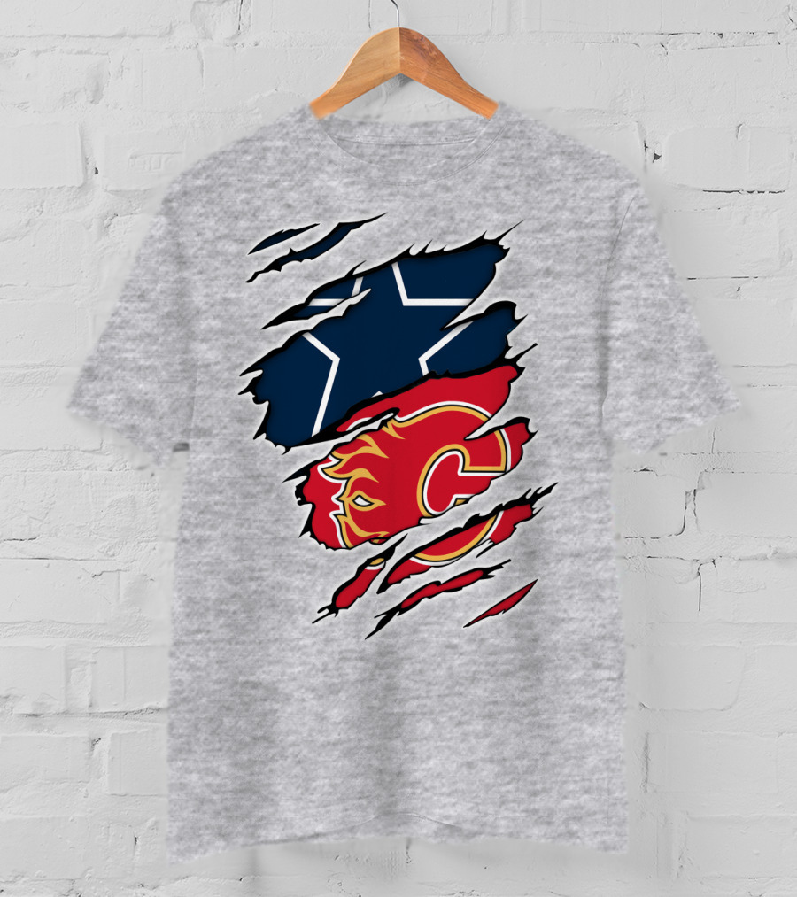 Dallas Cowboys Calgary Flames Rivalry Crossover T-Shirt