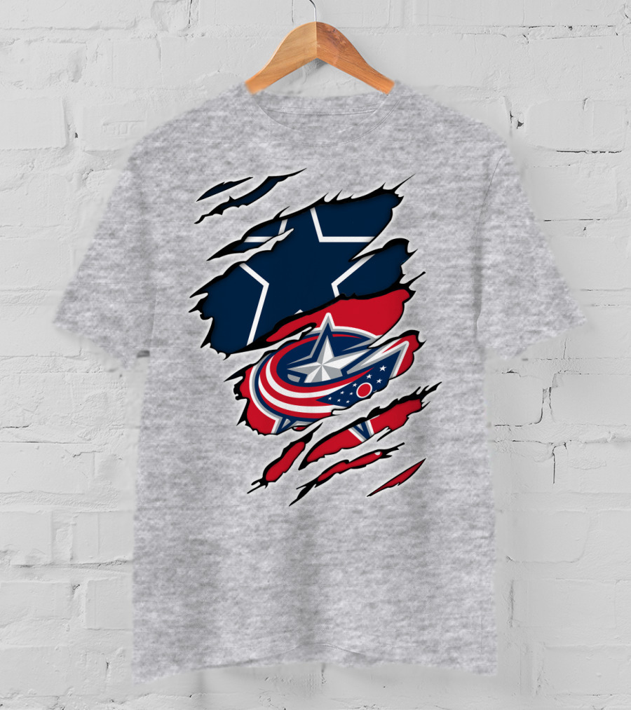 Dallas Cowboys Columbus Blue Jackets Fan Crossover T-Shirt