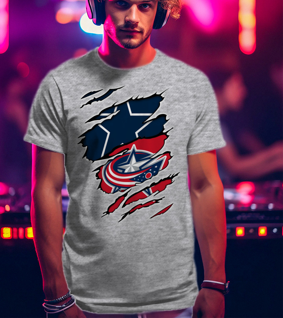 Dallas Cowboys Columbus Blue Jackets Fan Crossover T-Shirt