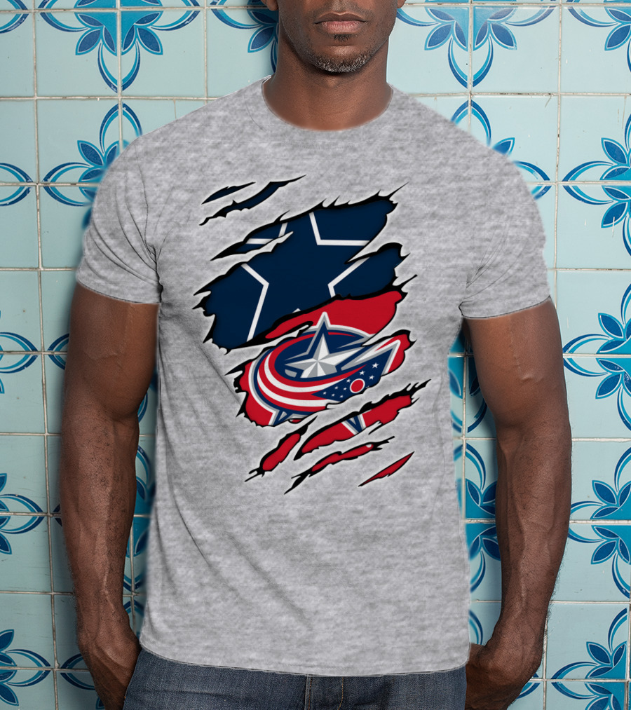 Dallas Cowboys Columbus Blue Jackets Fan Crossover T-Shirt