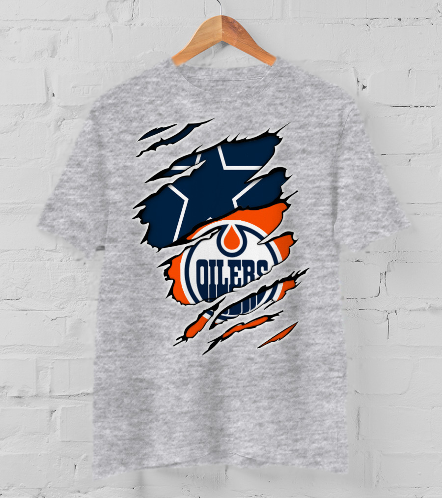 Cowboys Oilers Logos Ripped T-Shirt