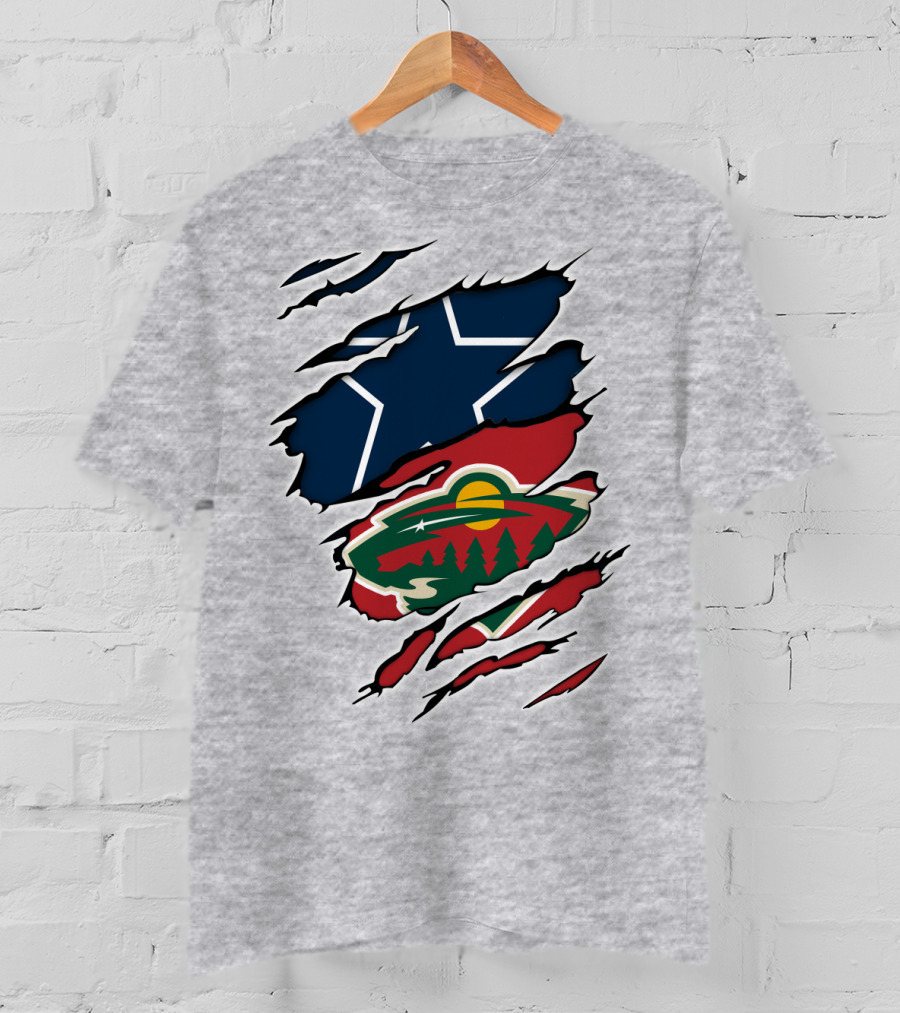 Dallas Cowboys Wild Minnesota Wild Rip Claw Marks T-Shirt