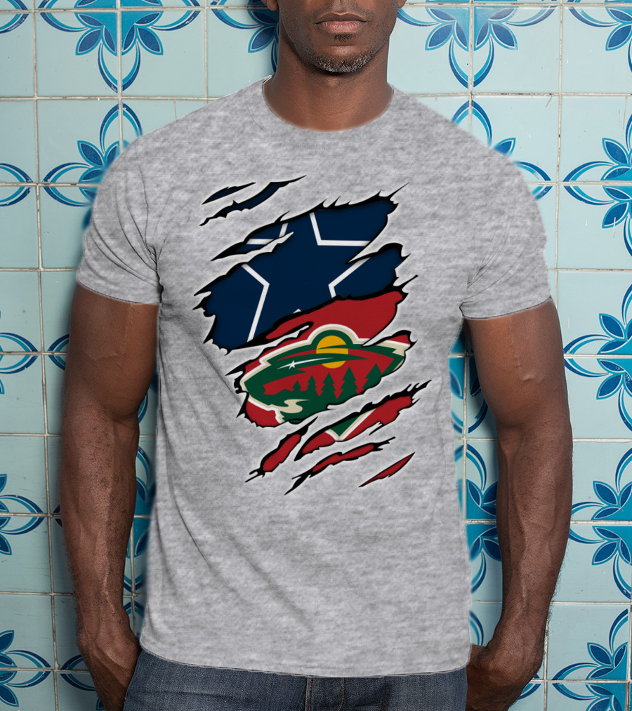 Dallas Cowboys Wild Minnesota Wild Rip Claw Marks T-Shirt