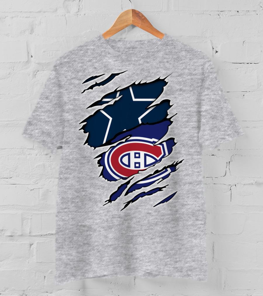 Cowboys Canadiens Logos Ripped T-Shirt