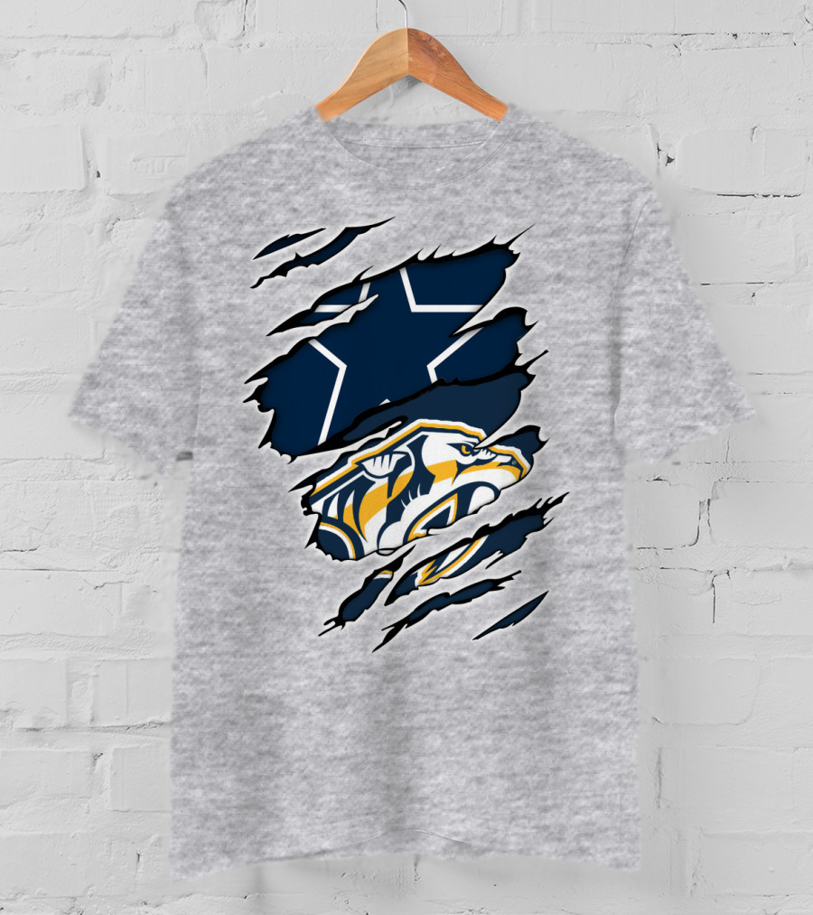 Cowboys Predators Dual Logo Ripped T-Shirt
