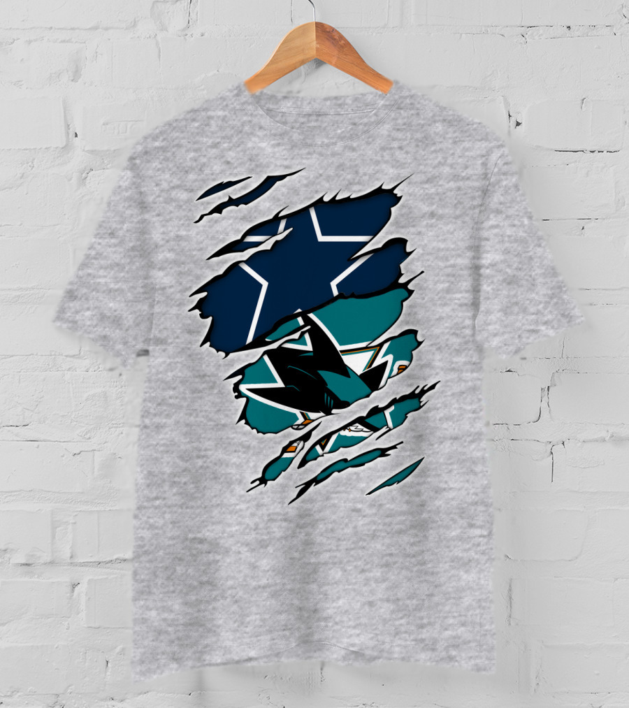 Dallas Cowboys San Jose Sharks Fan Crossover T-Shirt