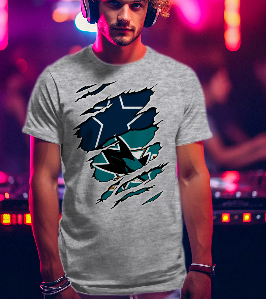 Dallas Cowboys San Jose Sharks Fan Crossover T-Shirt