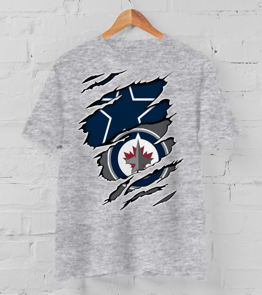Cowboys Jets Logos Rip T-Shirt