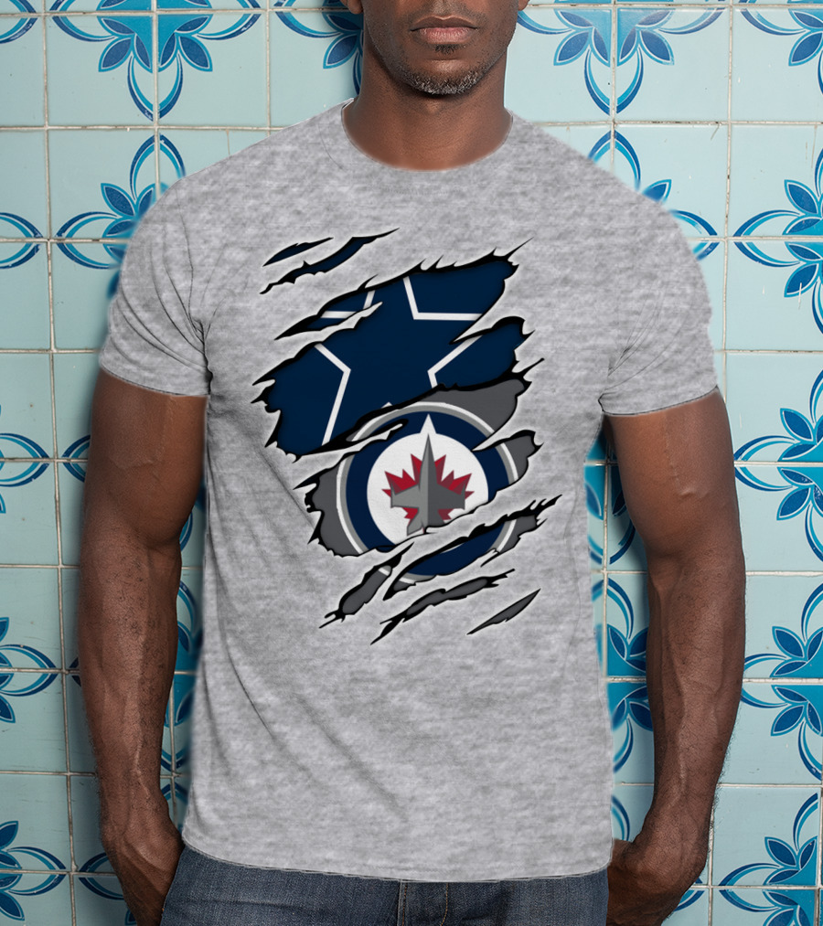 Cowboys Jets Logos Rip T-Shirt