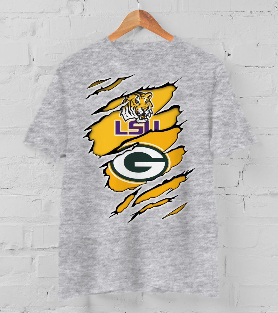 LSU Tigers Green Bay Packers Claw Marks T-Shirt