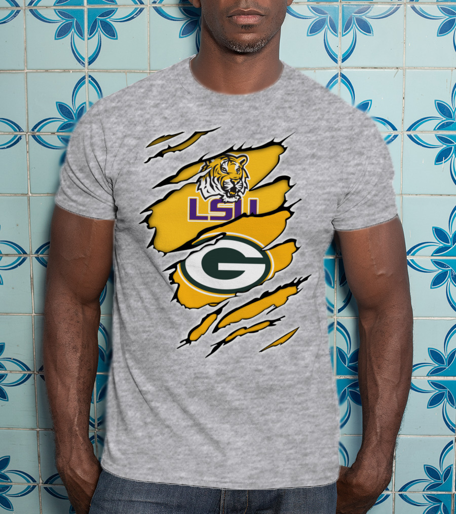 LSU Tigers Green Bay Packers Claw Marks T-Shirt