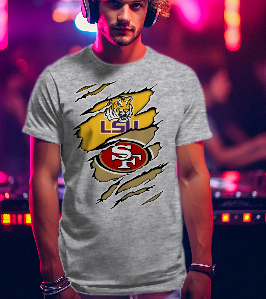 LSU Tigers San Francisco 49ers Ripped T-Shirt