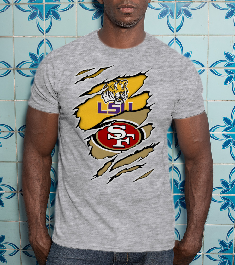 LSU Tigers San Francisco 49ers Ripped T-Shirt