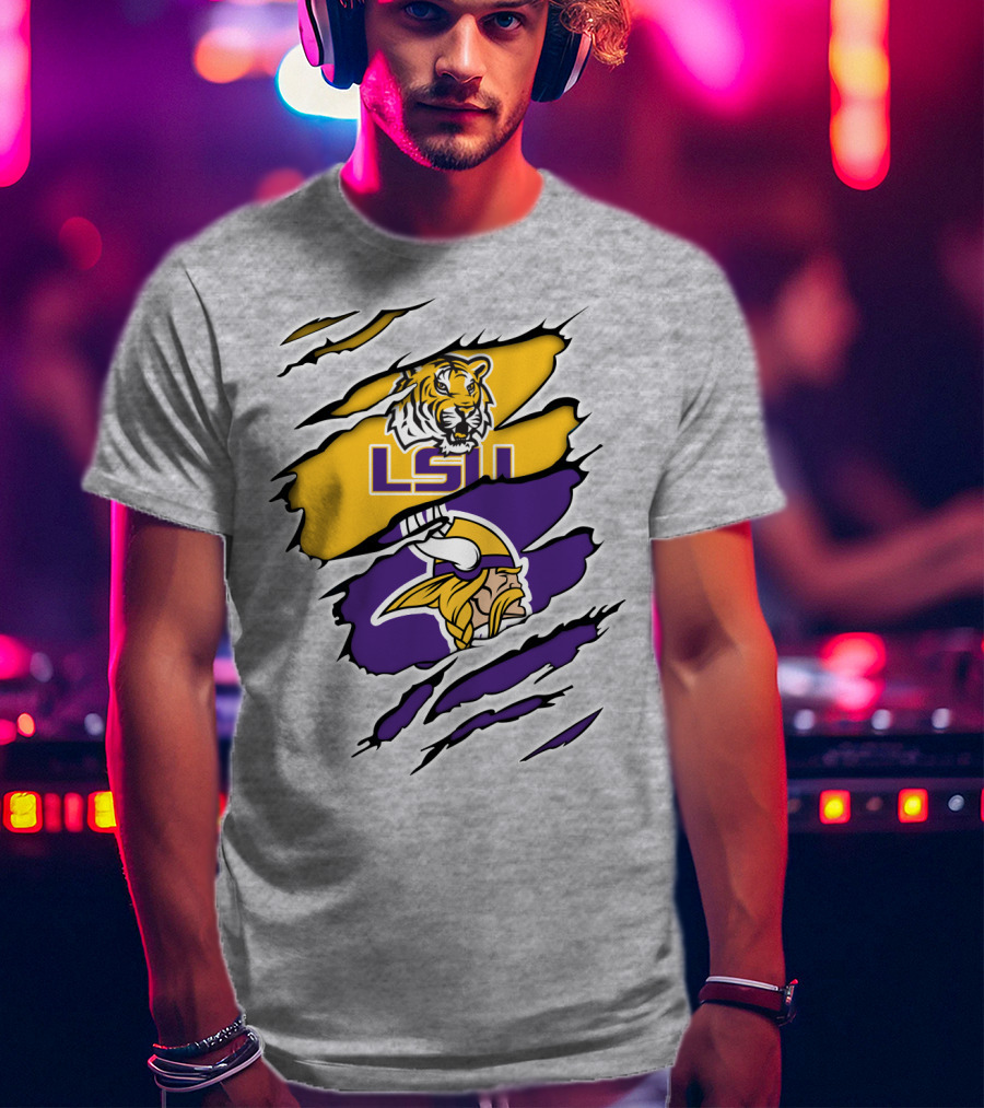 LSU Tigers Vikings Ripped T-Shirt