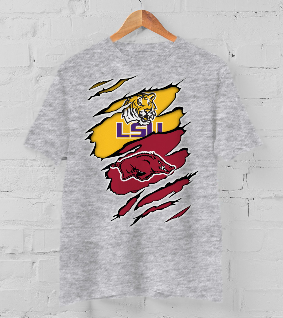 LSU Tigers Arkansas Razorbacks Rivalry Claw Marks T-Shirt