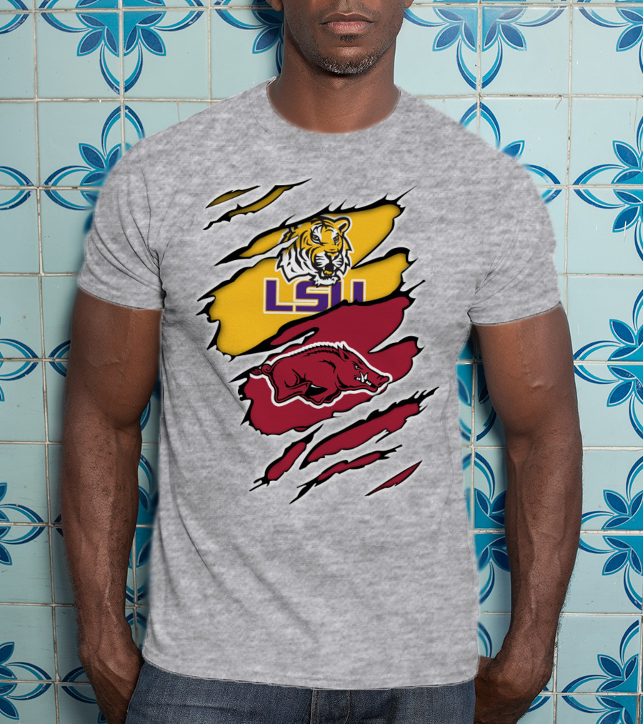 LSU Tigers Arkansas Razorbacks Rivalry Claw Marks T-Shirt