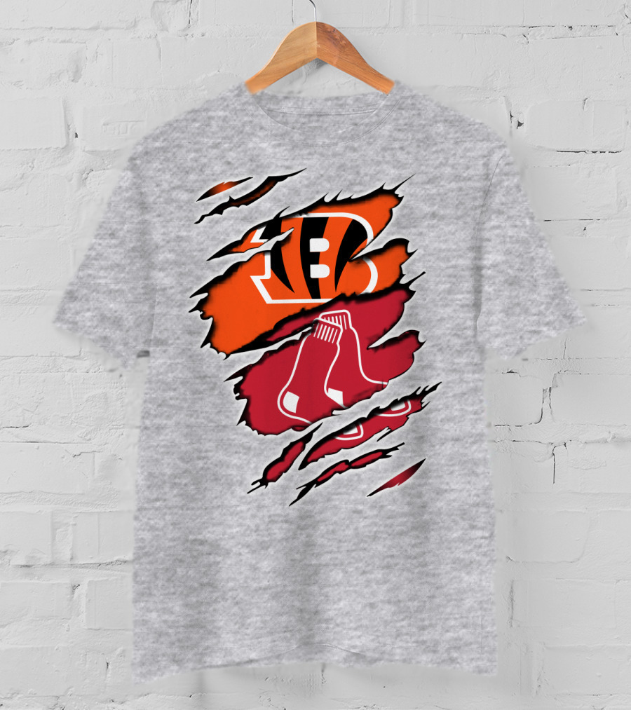 Bengals Redsox Claw Marks Logo Crossover T-Shirt