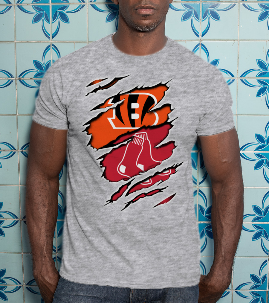 Bengals Redsox Claw Marks Logo Crossover T-Shirt