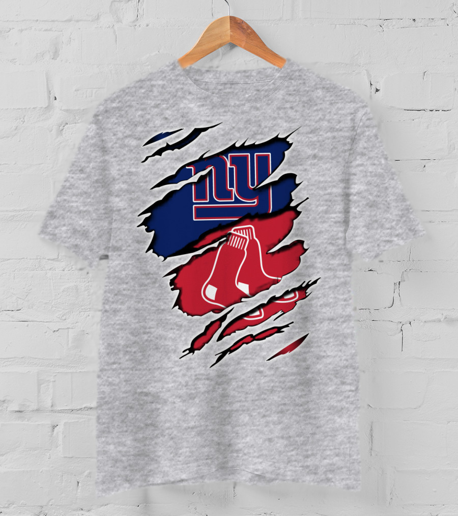 Giants Redsox NY Logos Dual Team Fusion T-Shirt