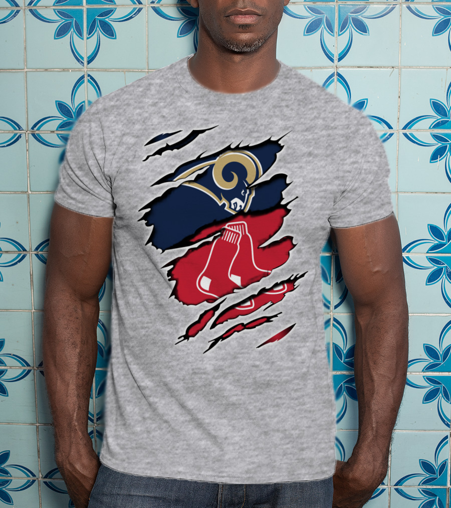 Rams Redsox Logos Fusion T-Shirt