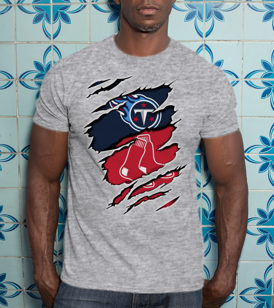 Titans Redsox Ripped NFL MLB Crossover T-Shirt
