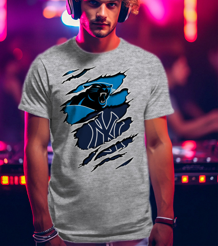 Panthers Yankees Claw Scratch Sports Fusion T-Shirt