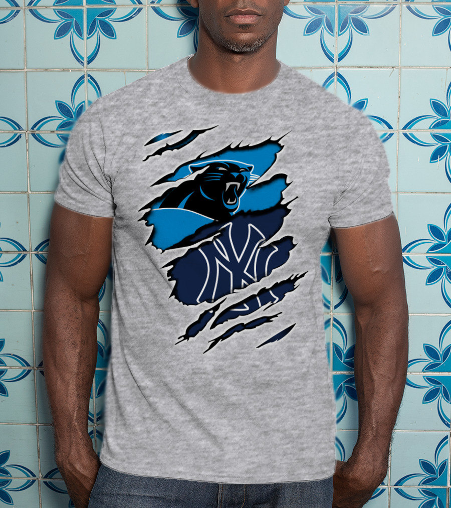 Panthers Yankees Claw Scratch Sports Fusion T-Shirt