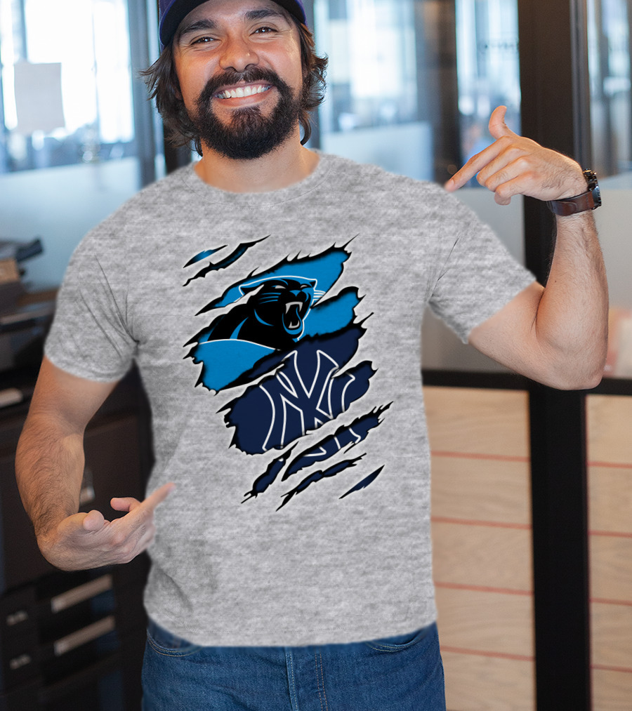 Panthers Yankees Claw Scratch Sports Fusion T-Shirt