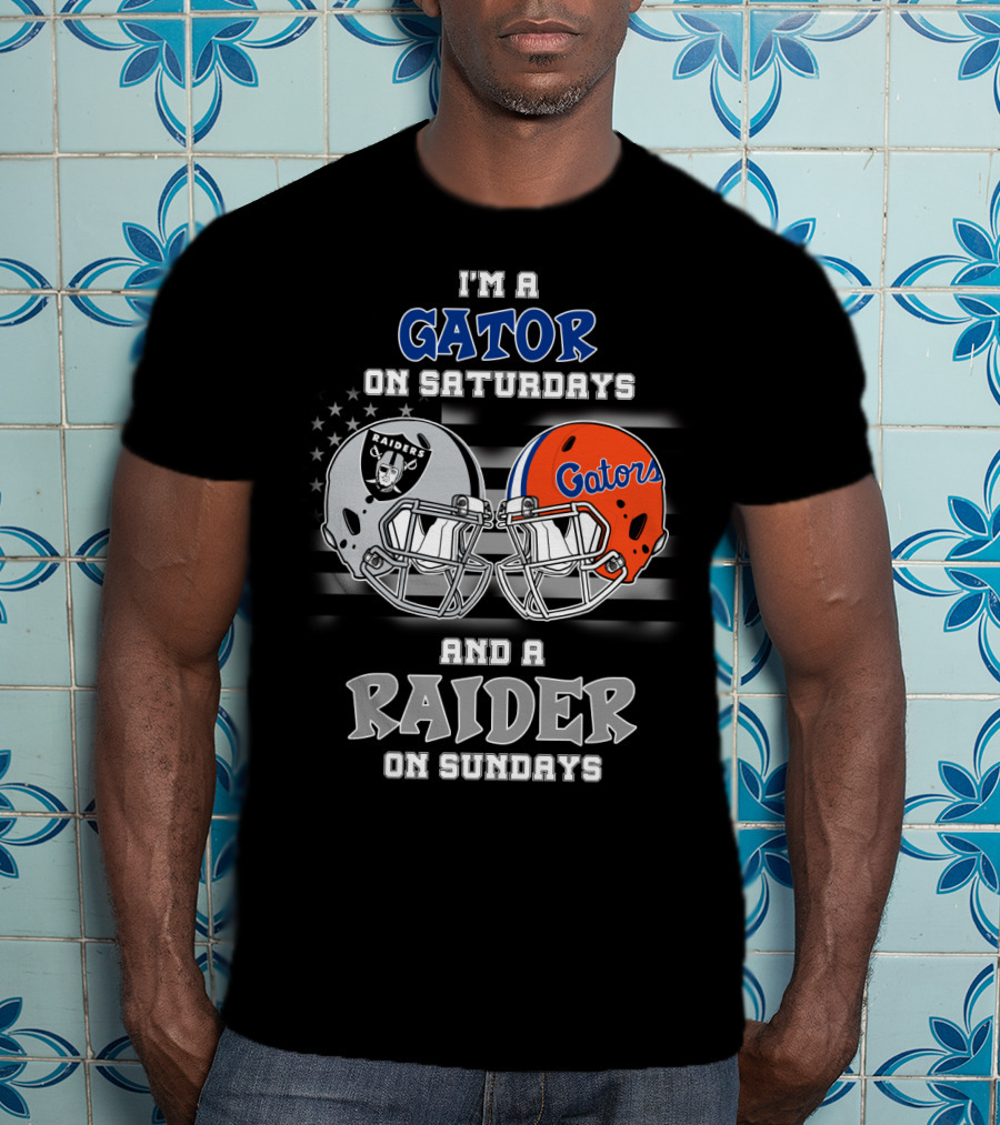 I'm A Gator On Saturdays And A Raider On Sundays Gators Raiders Helmet T-Shirt