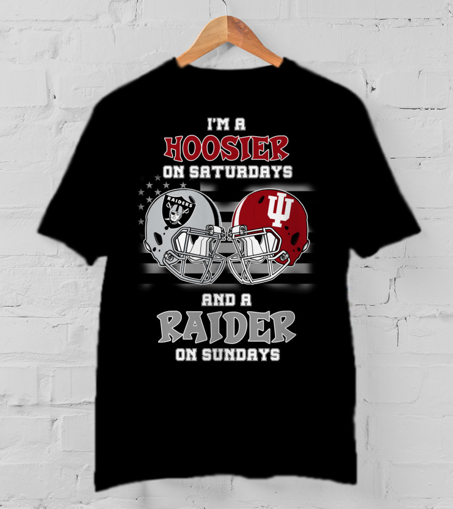 I'm A Hoosier On Saturdays And A Raider On Sundays Helmet T-Shirt