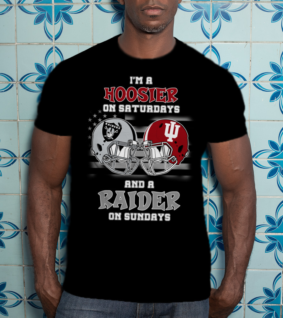 I'm A Hoosier On Saturdays And A Raider On Sundays Helmet T-Shirt