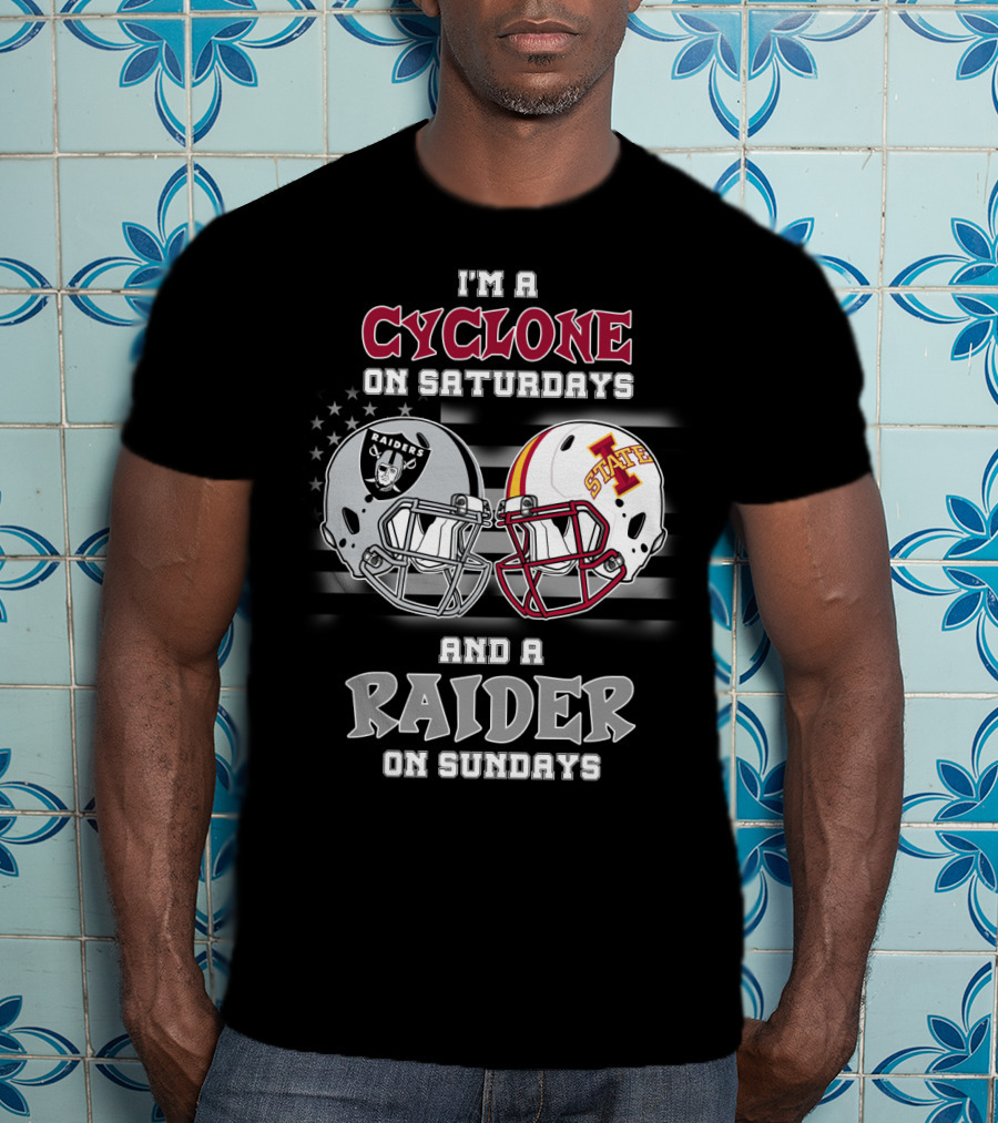 I'm A Cyclone On Saturdays And A Raider On Sundays Iowa State Raiders Helmet T-Shirt