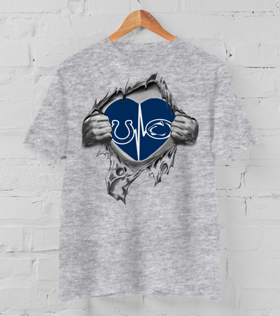 Colts Penn State Heartbeat Tear Design Colts Logo Penn State T-Shirt