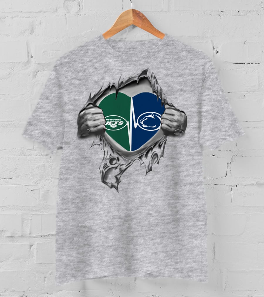 New York Jets Penn State Heart T-Shirt