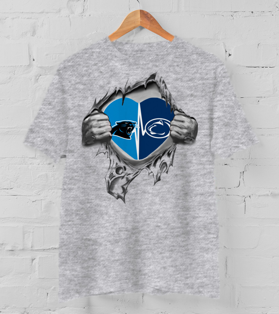 Carolina Panthers Penn State Nittany Lions Heartbeat Fusion T-Shirt