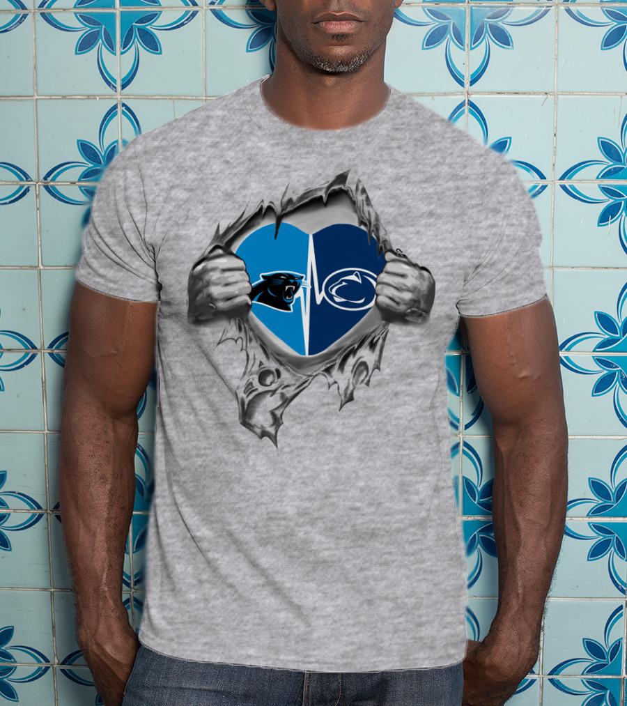 Carolina Panthers Penn State Nittany Lions Heartbeat Fusion T-Shirt