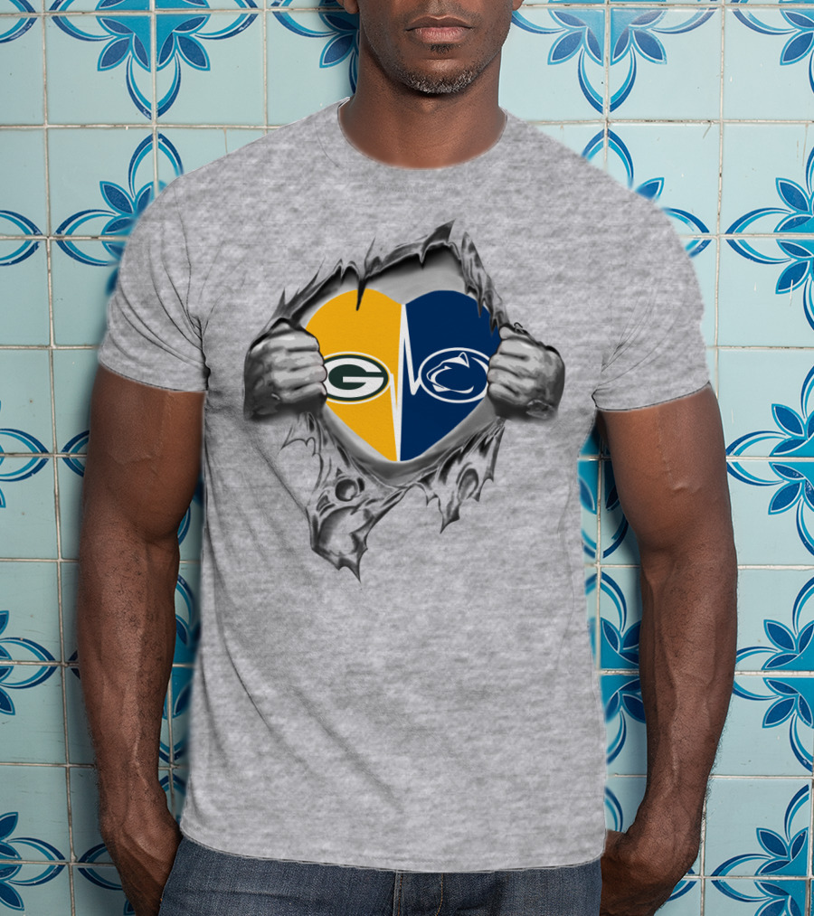 Packers Penn State Heart Logo Fusion T-Shirt