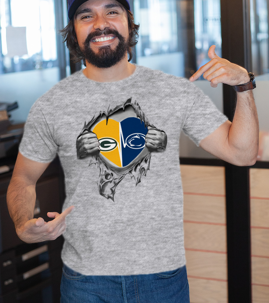 Packers Penn State Heart Logo Fusion T-Shirt