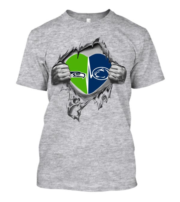 Seahawks Penn State Heart Rip T-Shirt