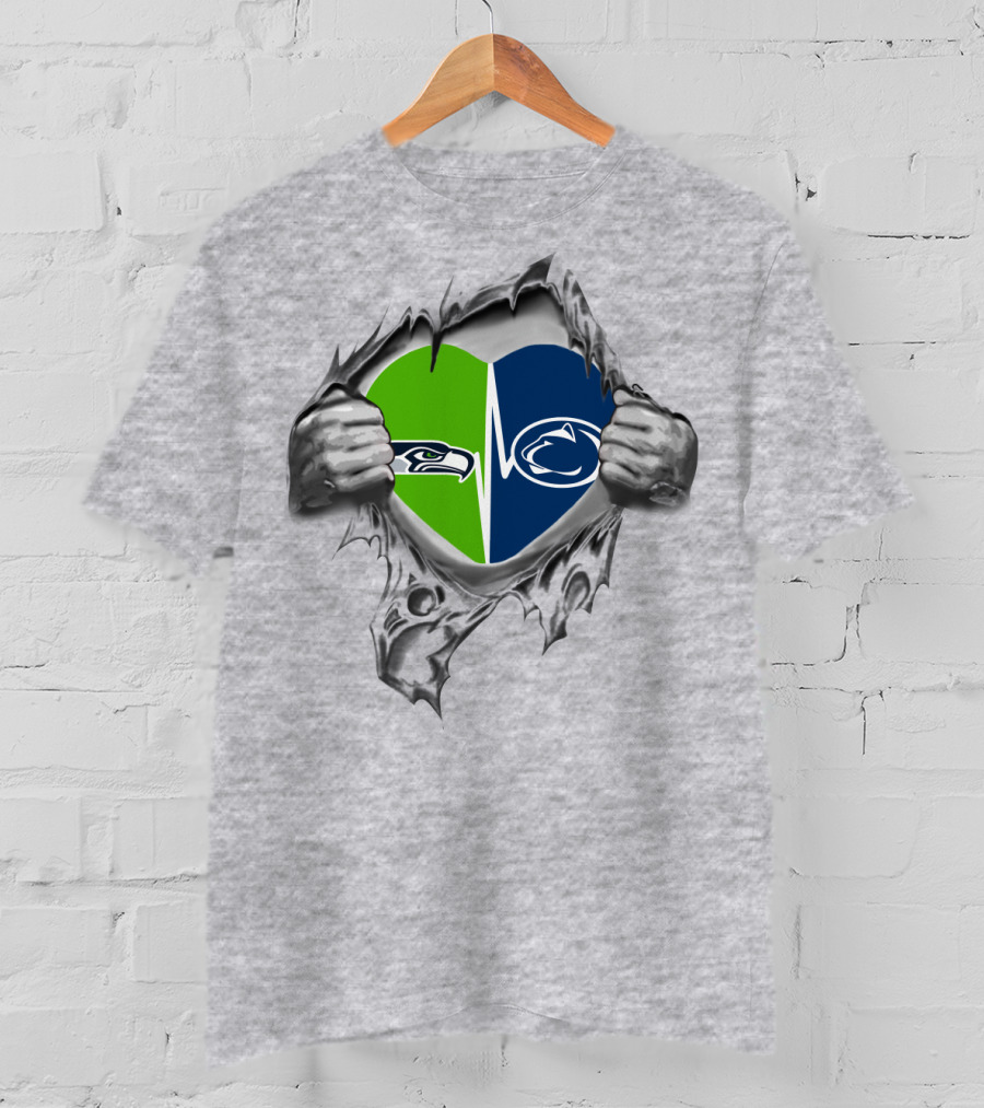 Seahawks Penn State Heart Rip T-Shirt