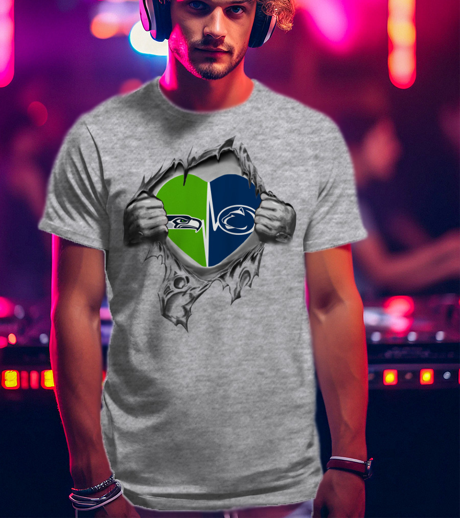 Seahawks Penn State Heart Rip T-Shirt