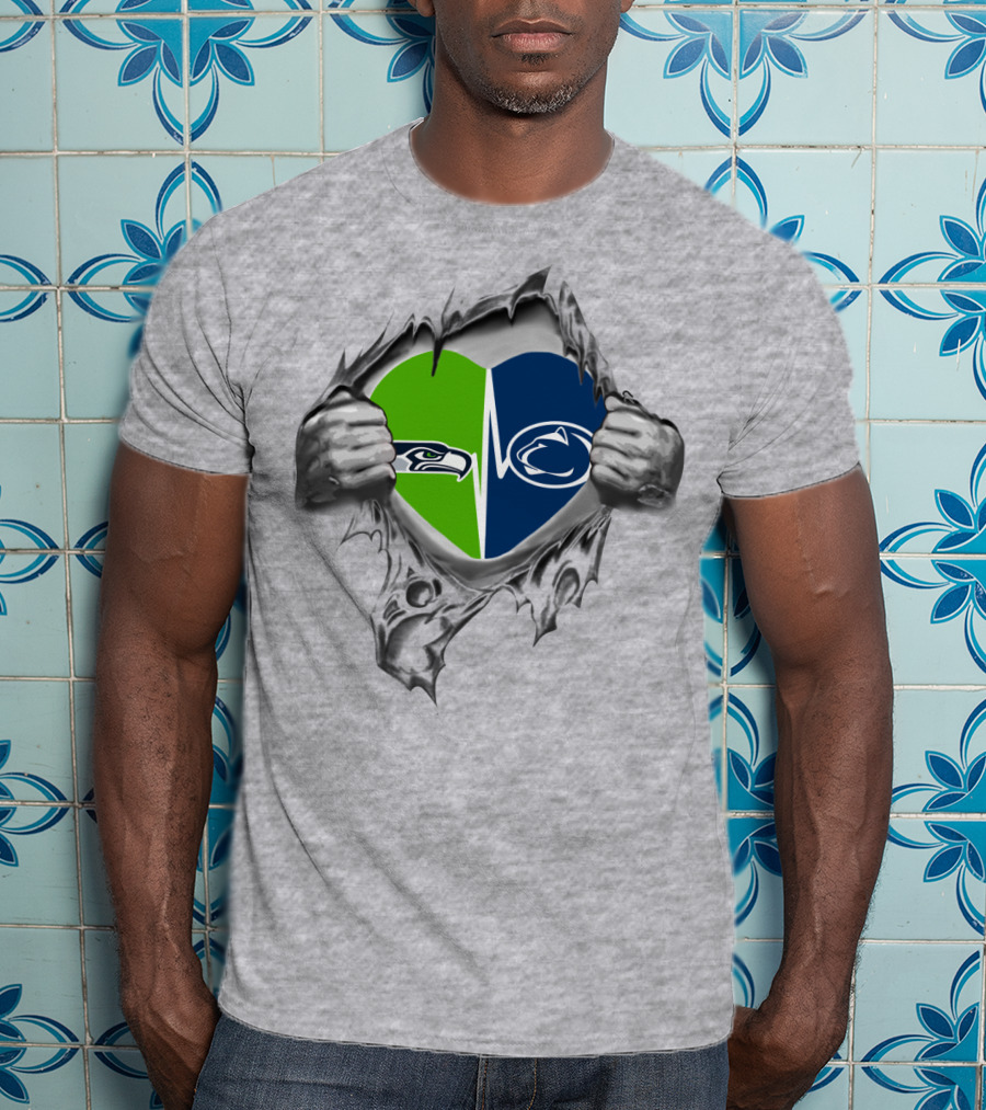 Seahawks Penn State Heart Rip T-Shirt