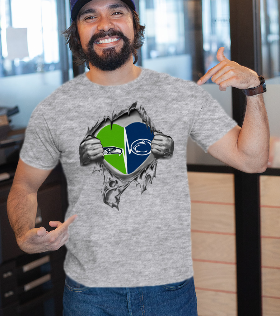Seahawks Penn State Heart Rip T-Shirt