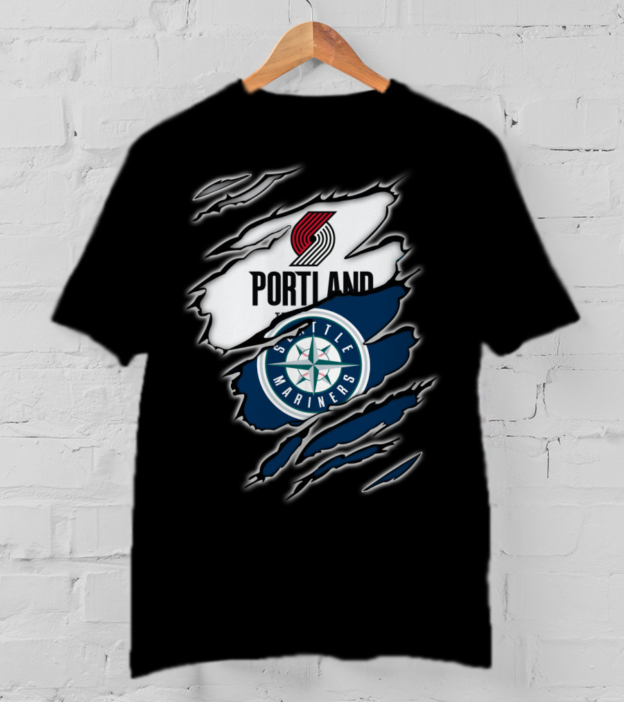 Portland Blazers Seattle Mariners Fan Collaboration T-Shirt