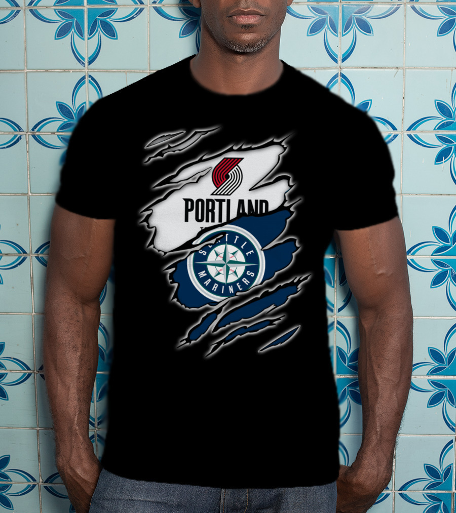 Portland Blazers Seattle Mariners Fan Collaboration T-Shirt