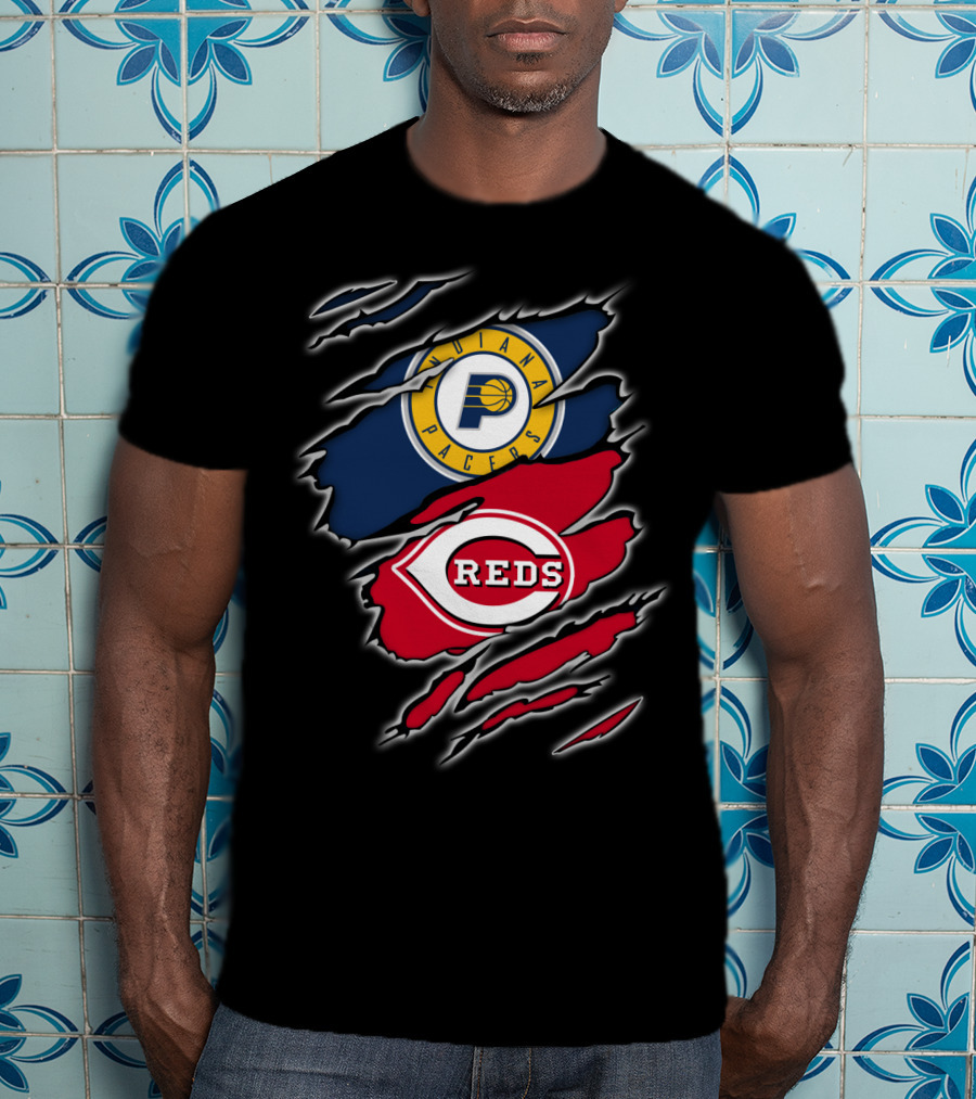 Indiana Pacers Cincinnati Reds Logo Mashup T-Shirt