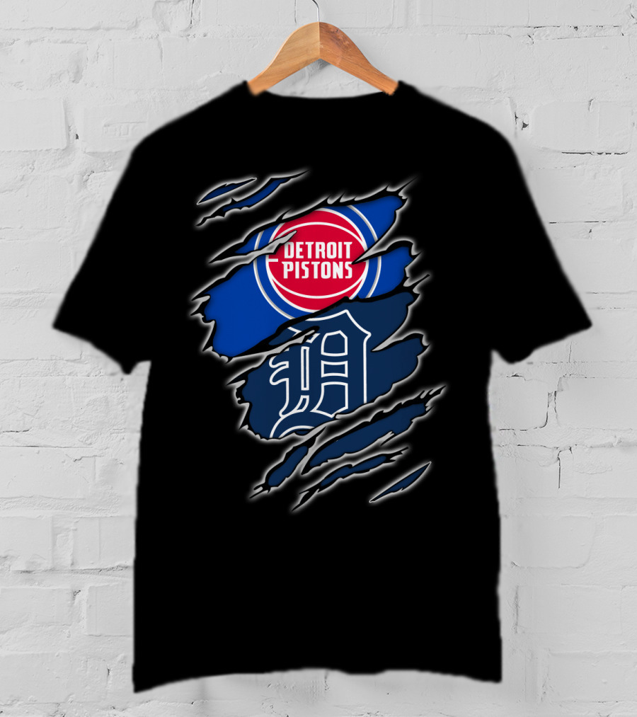 Detroit Pistons Tigers Logo Mashup T-Shirt